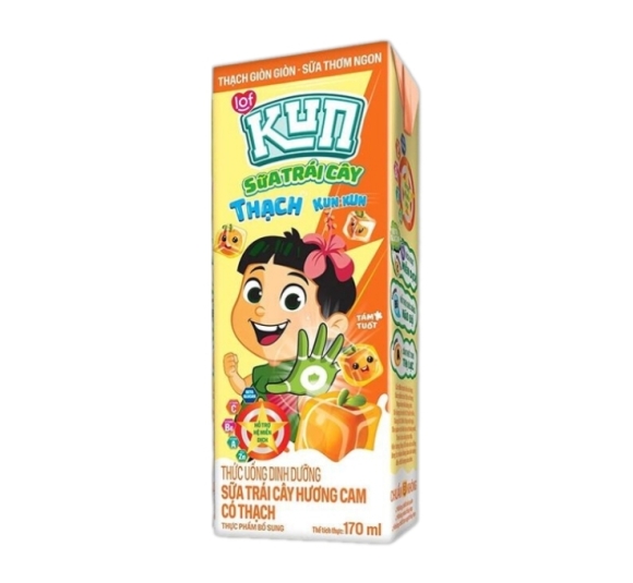 Kun Sữa trái cây Cam có Thạch 170ml