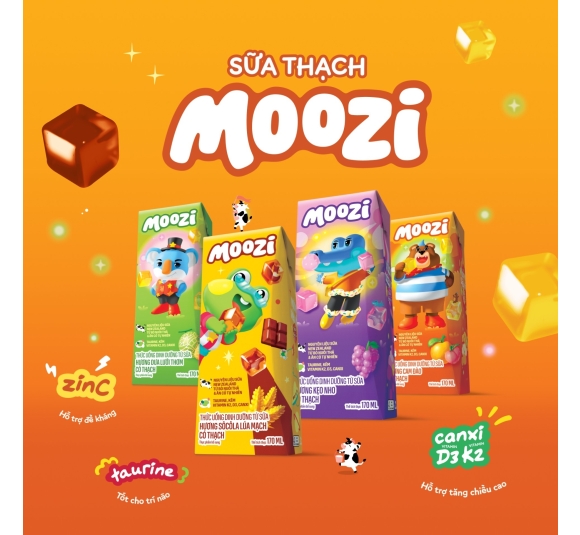 Sữa thạch Moozi 170ml Vị  Dưa Lưới (3y+) x Lốc 4