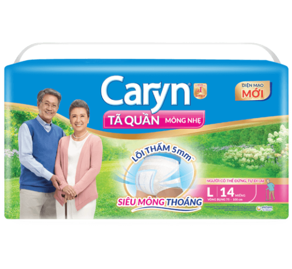 Tã quần năng hoạt Caryn loại mỏng nhẹ  size L (bụng 75-100 cm) - 14 miếng (giao bao bì ngẫu nhiên)