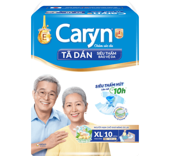 Tã Giấy Caryn Siêu Thấm size XL (hông 86 -135 cm) - 10 miếng (giao bao bì ngẫu nhiên)