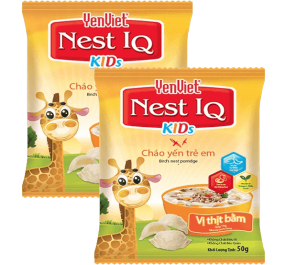 Combo 2 Cháo Yến Trẻ Em YenViet Nest IQ - Vị Thịt Bằm 50g
