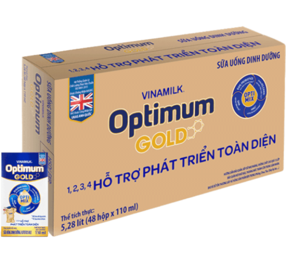 Thùng Sữa uống dinh dưỡng Optimum Gold 110ml (Lốc 4 hộp) - 12 lốc