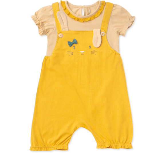 Bộ yếm bé gái ngắn, BST Thỏ và hoa Animo HN1222001 (6M-6Y,Vàng)