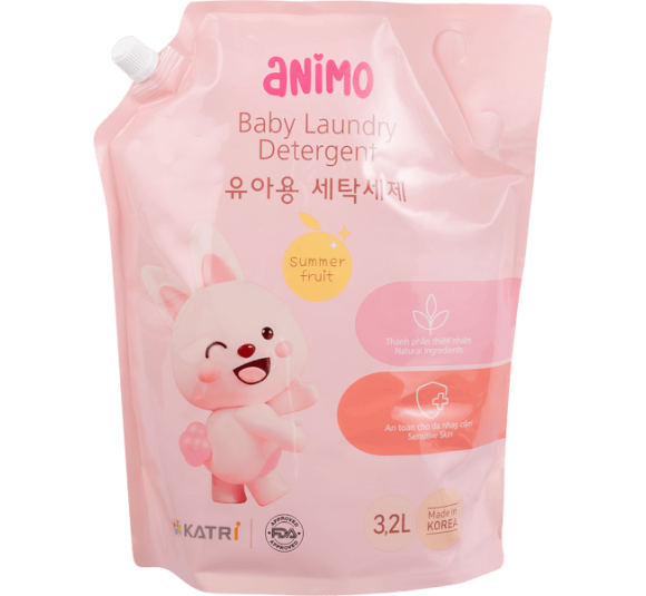 Nước giặt cho bé Animo  hương trái cây mùa hè túi refill 3,2L