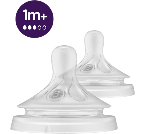 Vĩ 2 núm ty silicone Philips Avent mô phỏng tự nhiên mẫu mới (SCY963/02, 1-3M)