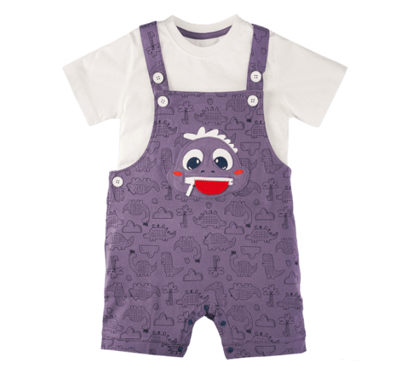 Bộ yếm bé trai ngắn Dino Animo HN0524001 (9M-4Y,Kem phối tím)