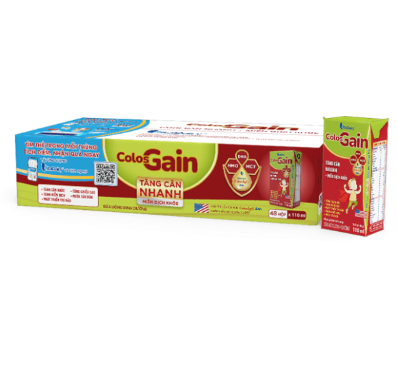 Thùng Sữa uống dinh dưỡng Colos Gain 110ml, lốc 4 hộp (trên 1 tuổi)