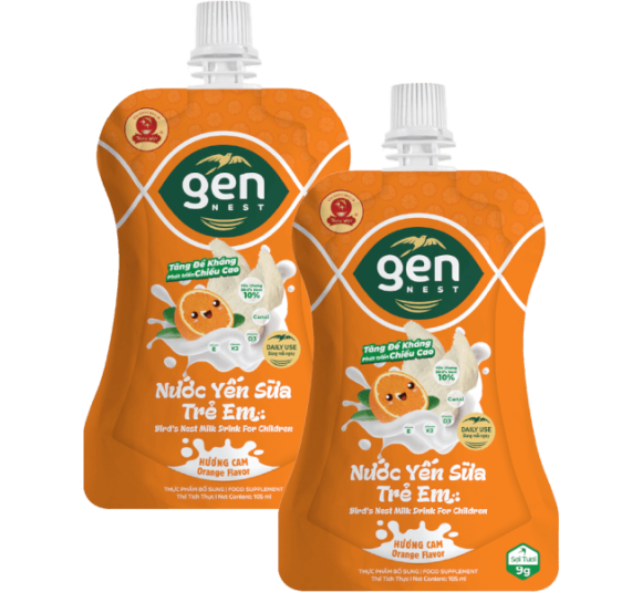 Combo 2 Gennest Nước Yến Sữa Trẻ Em Hương Cam