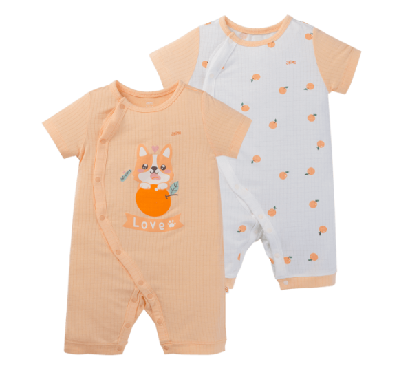 Set 2 bodysuit rayon chống muỗi đùi Animo VD0425035 (0-12M,Cam-trắng,TT06)