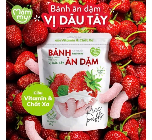 Bánh Ăn Dặm Vị Trái Cây Mămmy Cho Bé Từ 6 Tháng Vị Dâu Tây 