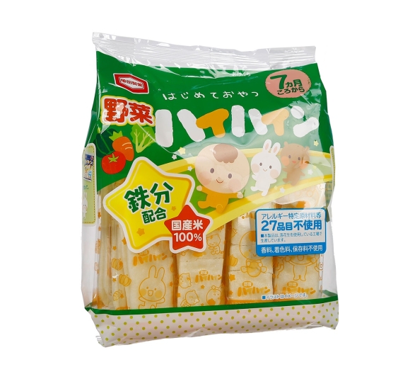 Bánh ăn dặm gạo tươi Nhật Haihain 53g vị rau củ cho bé 7M+