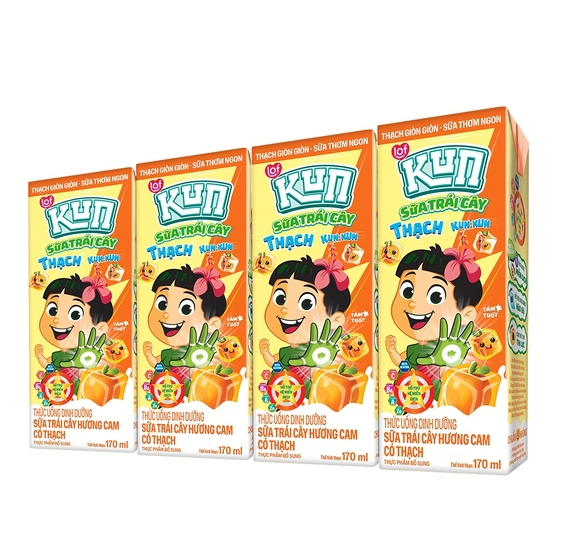 Kun Sữa trái cây Cam có Thạch 170ml