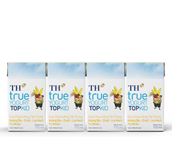 Sữa Chua Uống Tiệt Trùng TH true YOGURT Hương Dâu-Chuối-Lúa Mạch Tự Nhiên 110 ml