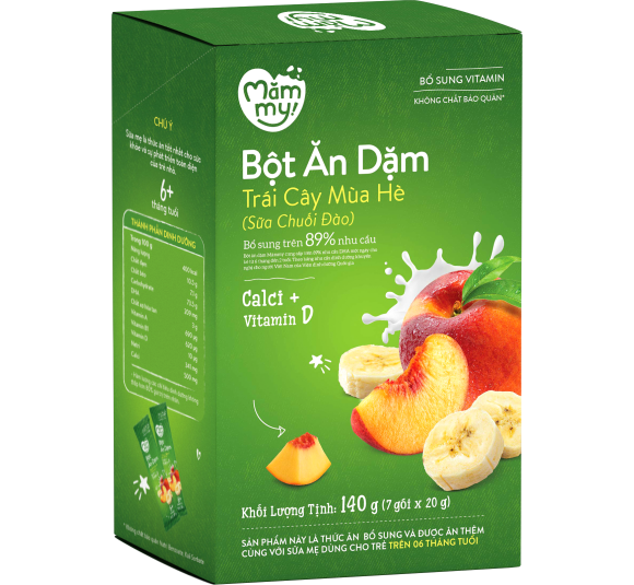 Bột ăn dặm Mămmy vị Trái cây mùa hè (Sữa chuối đào)