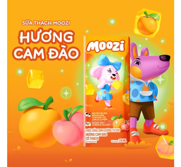 Sữa thạch Moozi 170ml Vị Cam Đào (3y+) x Lốc 4