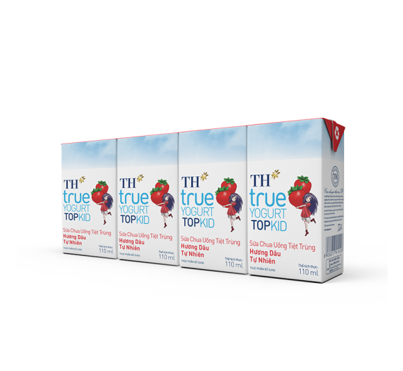 Sữa Chua Uống Tiệt Trùng TH true YOGURT TOPKID Hương Dâu Tự Nhiên 110 ml