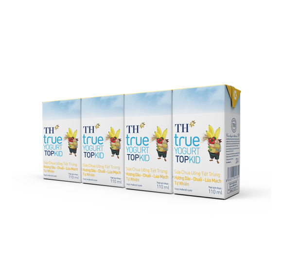 Sữa Chua Uống Tiệt Trùng TH true YOGURT Hương Dâu-Chuối-Lúa Mạch Tự Nhiên 110 ml