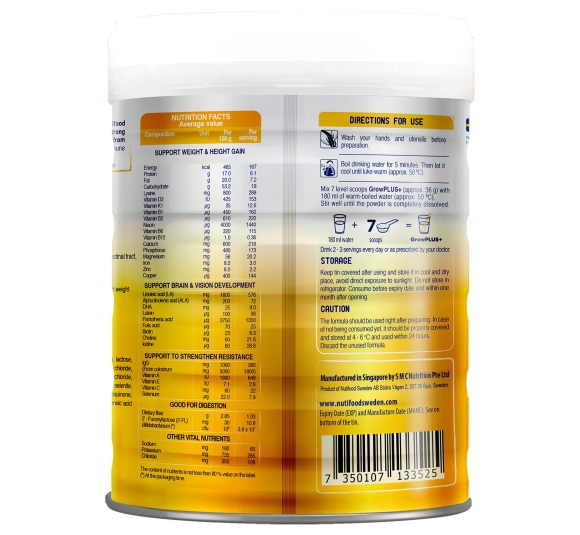 Sữa bột Nutifood Grow Plus+ Vàng (Sữa non) 800g cho bé trên 2 tuổi 