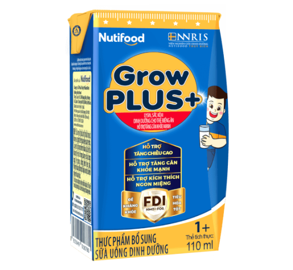 Sữa GrowPLUS+ Xanh 1+ 110ml (lốc 4 hộp)-NUTIFOOD