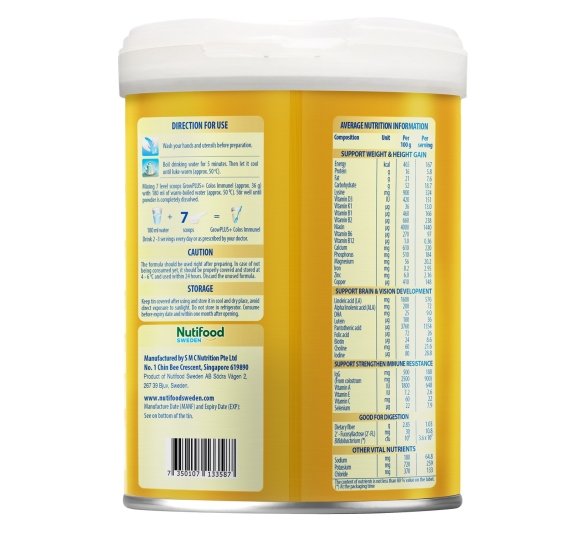 Sữa bột Nutifood GrowPlus+ Colos Immunel 1+ 800g cho bé 1-2 