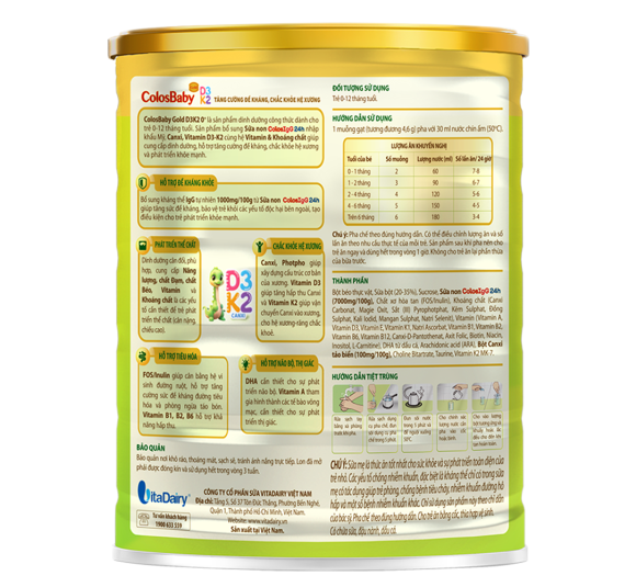 Sữa bột Colosbaby Gold D3K2 0+ 800g (0-12 tháng)