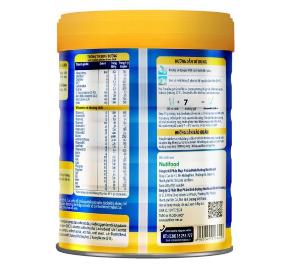 Sữa bột Nutifood GrowPLUS+ xanh hương vani 900g (1 - 2 tuổi) giúp tăng cân 