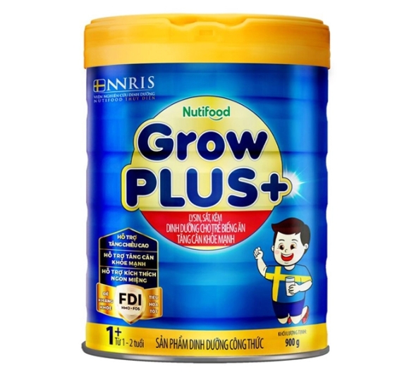 Sữa bột Nutifood GrowPLUS+ xanh hương vani 900g (1 - 2 tuổi) giúp tăng cân 