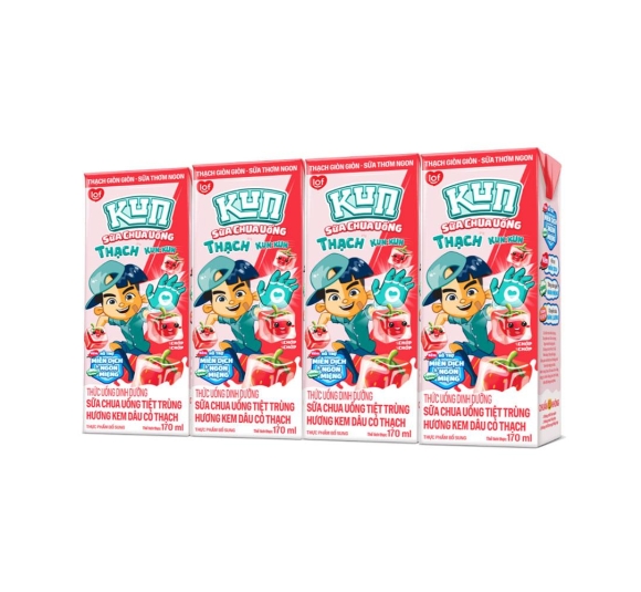 Kun Sữa chua uống hương Kem Dâu có Thạch 170ml