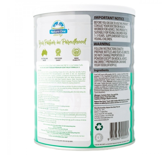 Sữa dê Nature One Dairy Goat 3 cho bé từ 1-3 tuổi