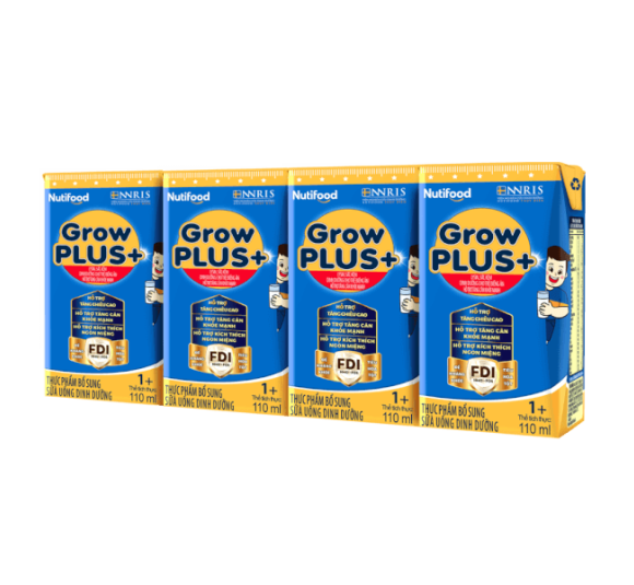 Sữa GrowPLUS+ Xanh 1+ 110ml (lốc 4 hộp)-NUTIFOOD