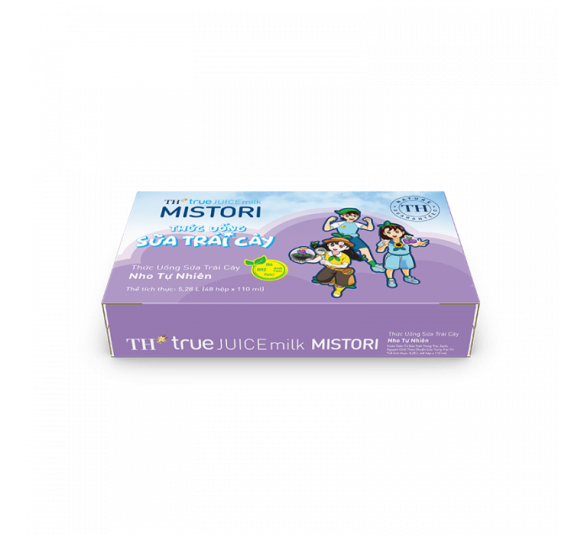 Thùng 48 Hộp Thức Uống Sữa Trái Cây Nho Tự Nhiên TH true JUICE milk MISTORI 110 ml 