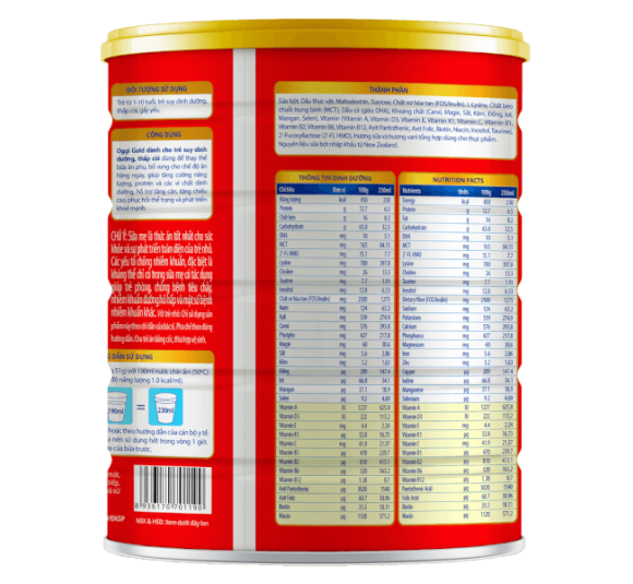 Sữa  bột  Oggi Gold 900G Tăng Cân Nhanh Ngừa Táo Bón (1-10 tuổi)