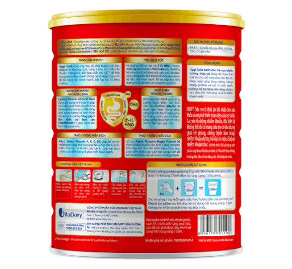 Sữa  bột  Oggi Gold 900G Tăng Cân Nhanh Ngừa Táo Bón (1-10 tuổi)