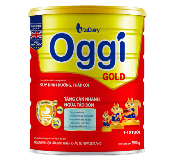 Sữa  bột  Oggi Gold 900G Tăng Cân Nhanh Ngừa Táo Bón (1-10 tuổi)
