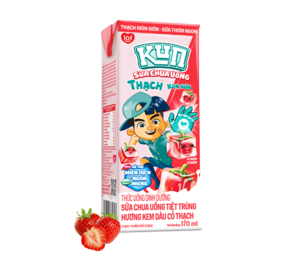 Kun Sữa chua uống hương Kem Dâu có Thạch 170ml