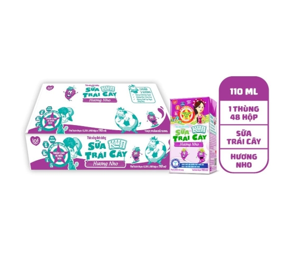 KUN - Sữa trái cây vị nho thùng 48 hộp x 110ml 