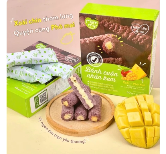 Bánh Ăn Dặm Cuộn Kem Mămmy Vị Xoài Phô Mai 