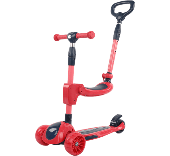 Xe scooter nhạc đèn có ghế ngồi, cần đẩy 3in1 Animo ZT-605 (Đỏ)