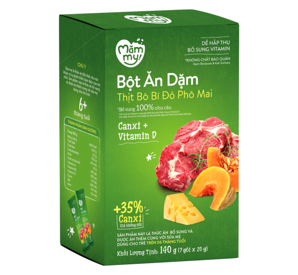 Bột ăn dặm Mămmy vị Thịt Bò Bí Đỏ Phô Mai 